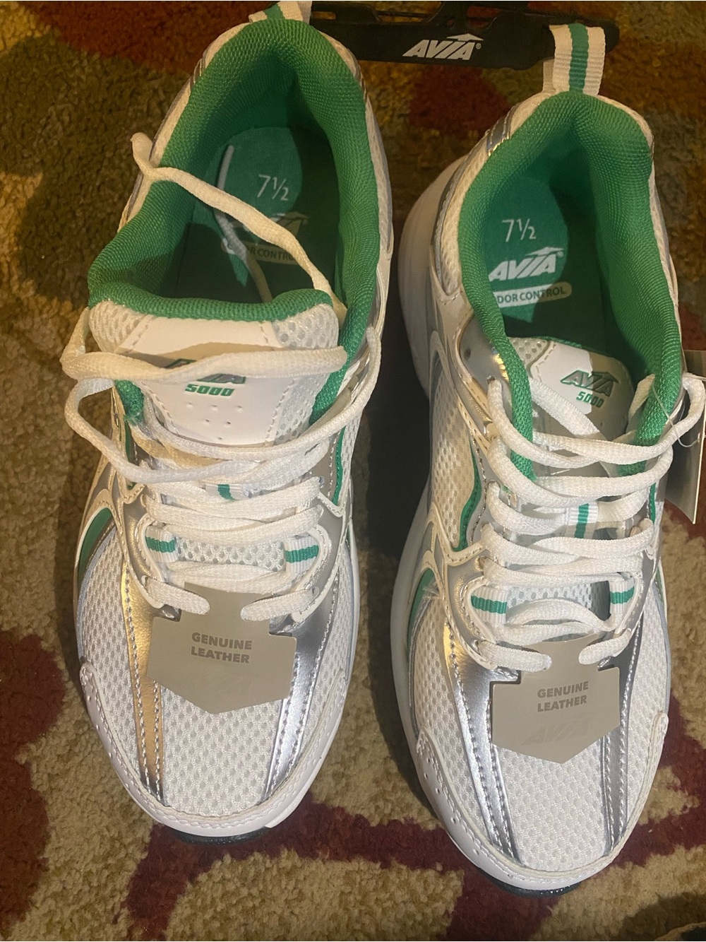 Avia White and Green Women's Athletic Sneakers